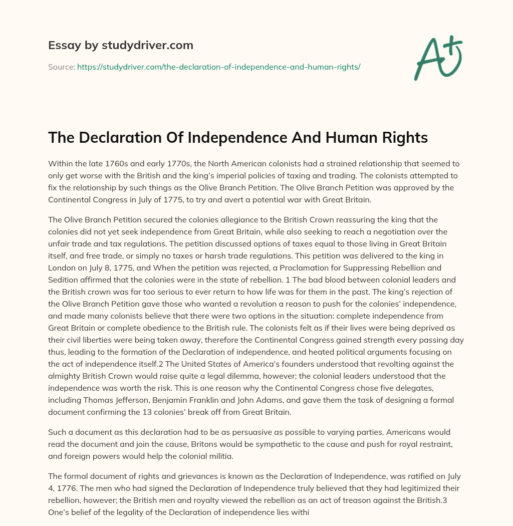 what claim is the declaration of independence making about human rights