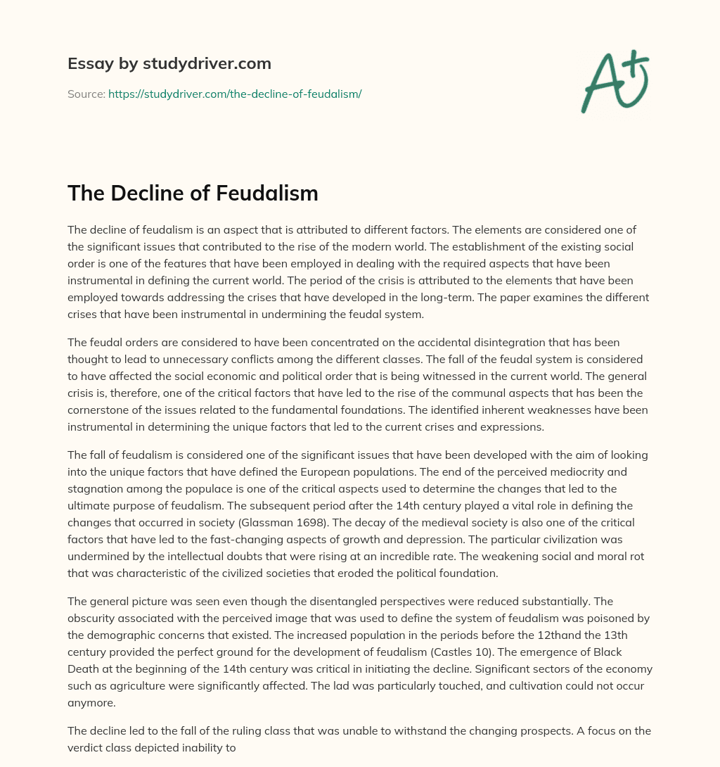 The Decline of Feudalism essay