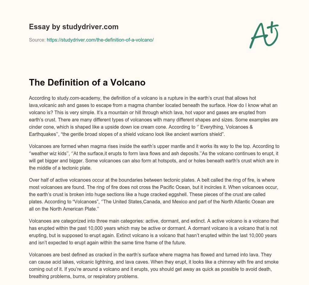The Definition of a Volcano essay