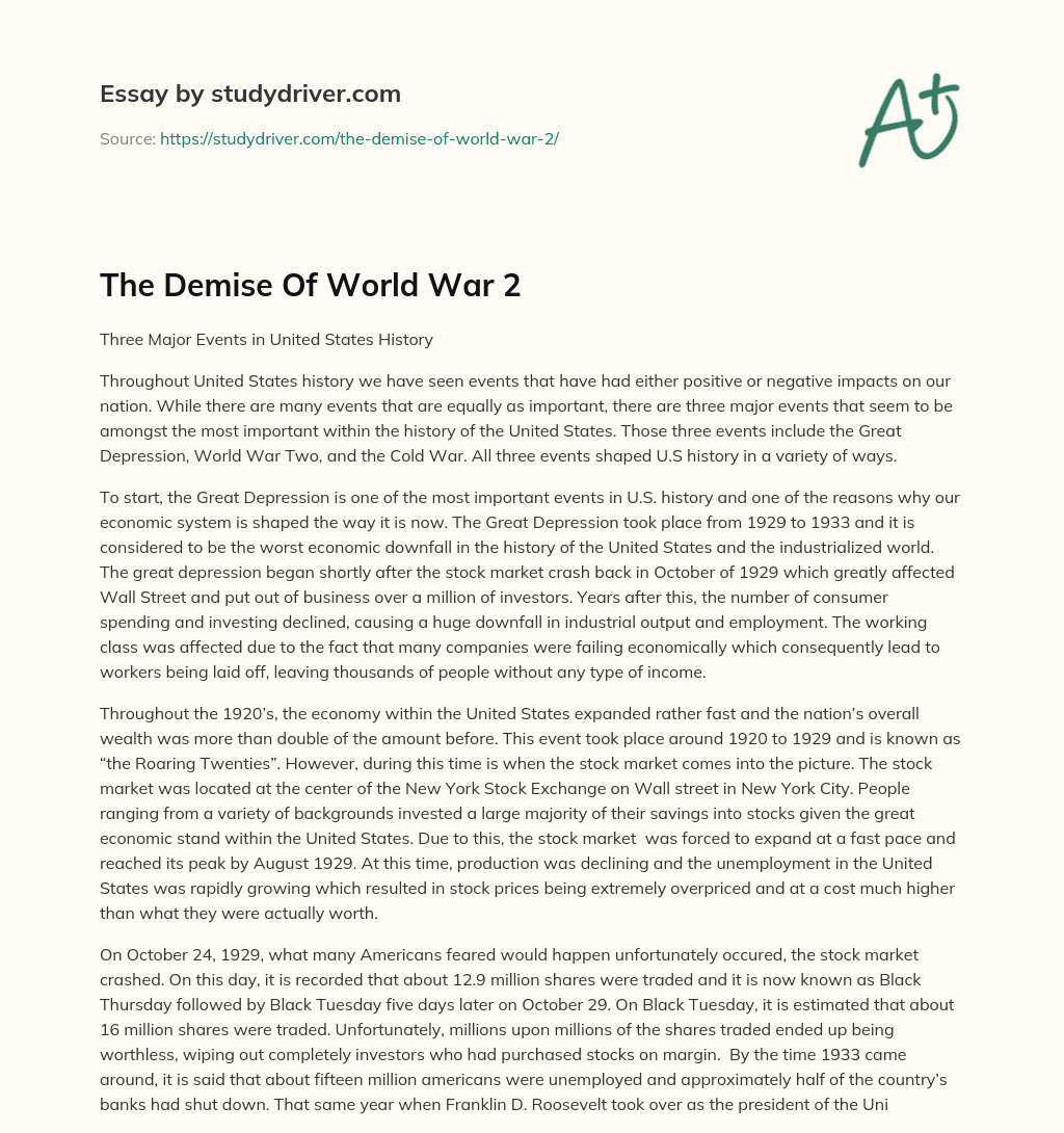 The Demise of World War 2 essay