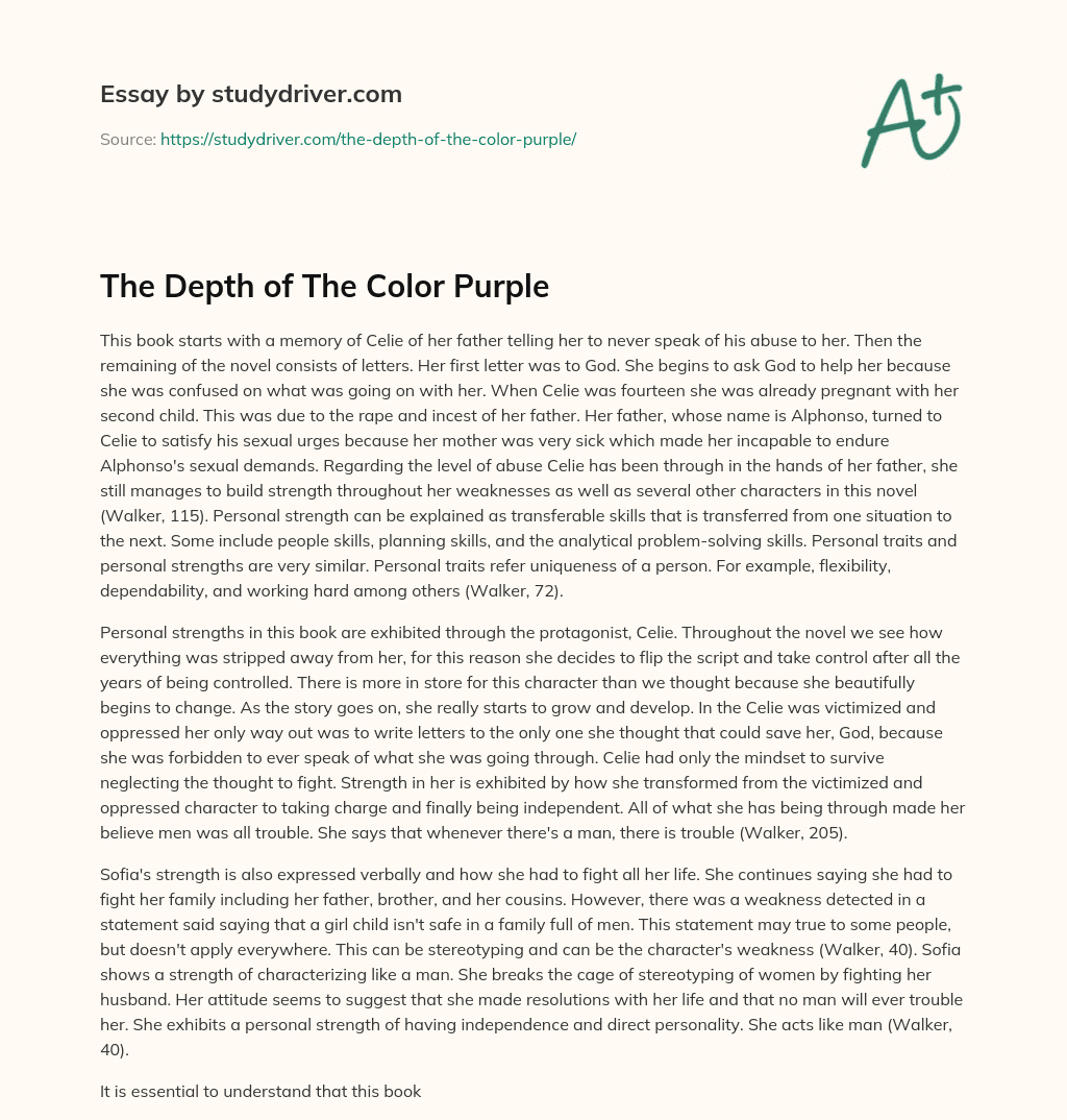 The Depth of the Color Purple essay