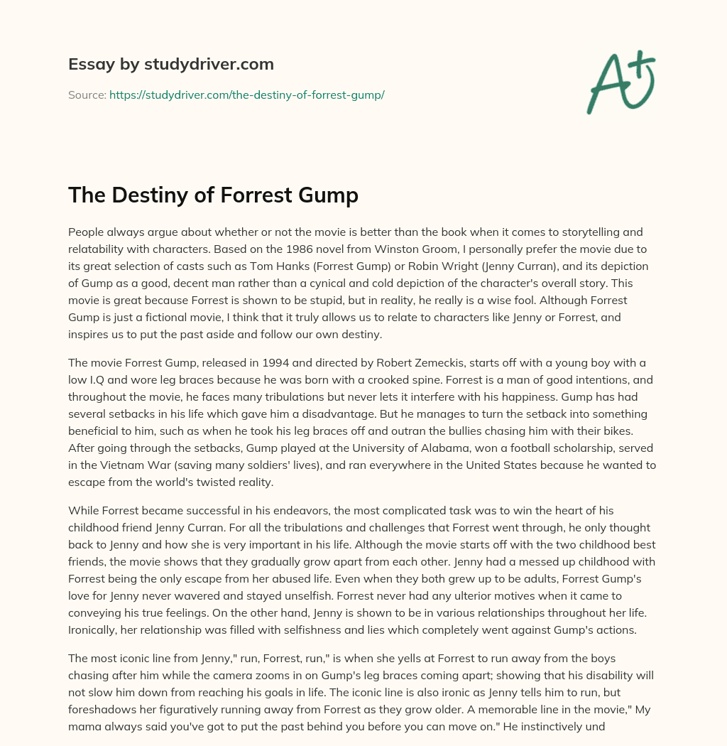 The Destiny of Forrest Gump essay