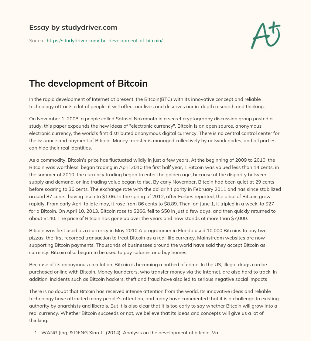 The Development of Bitcoin essay