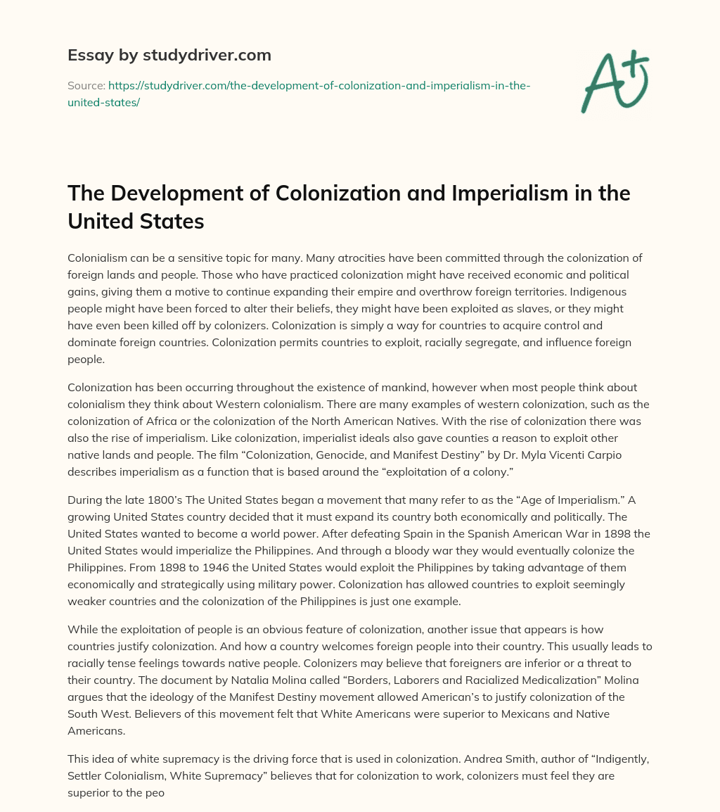 The Development of Colonization and Imperialism in the United States essay