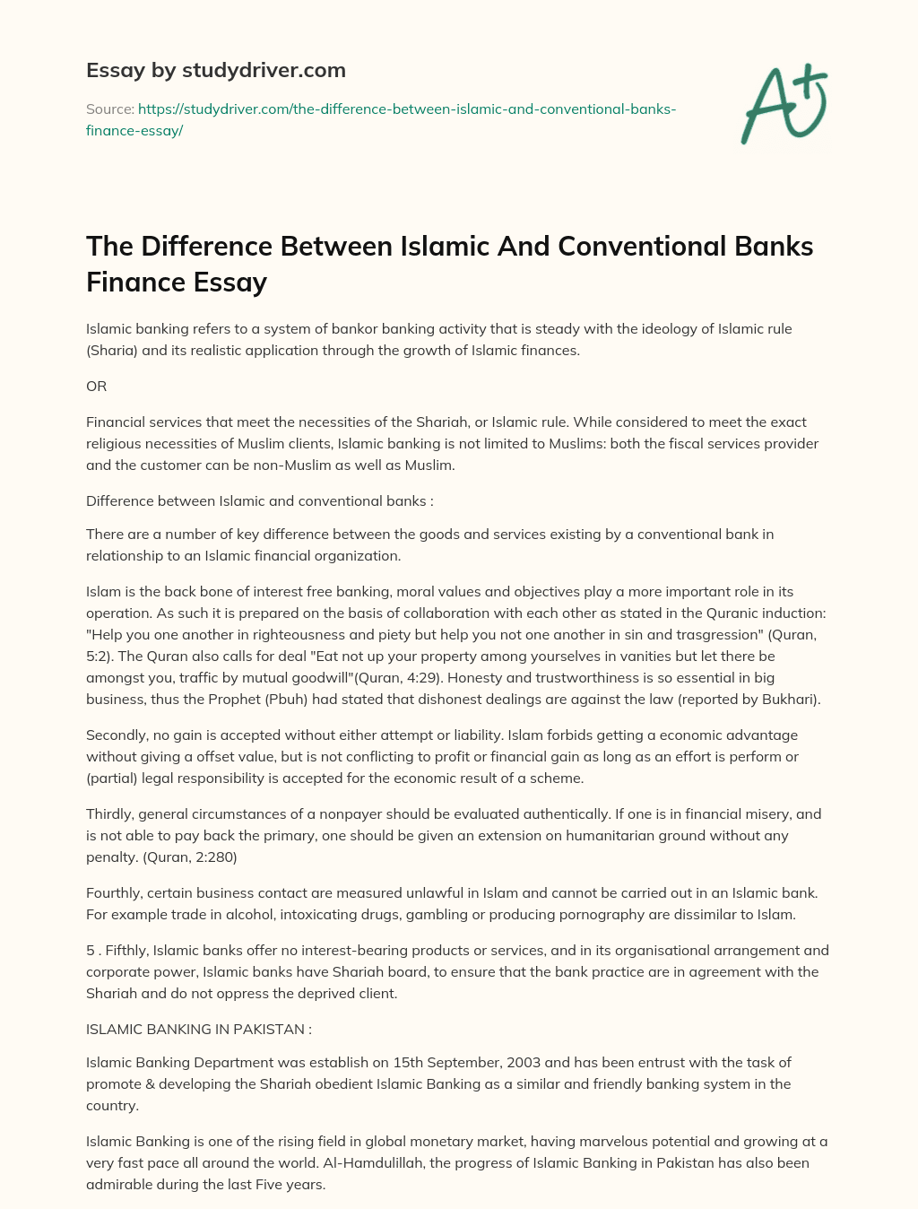 The Difference between Islamic and Conventional Banks Finance Essay essay