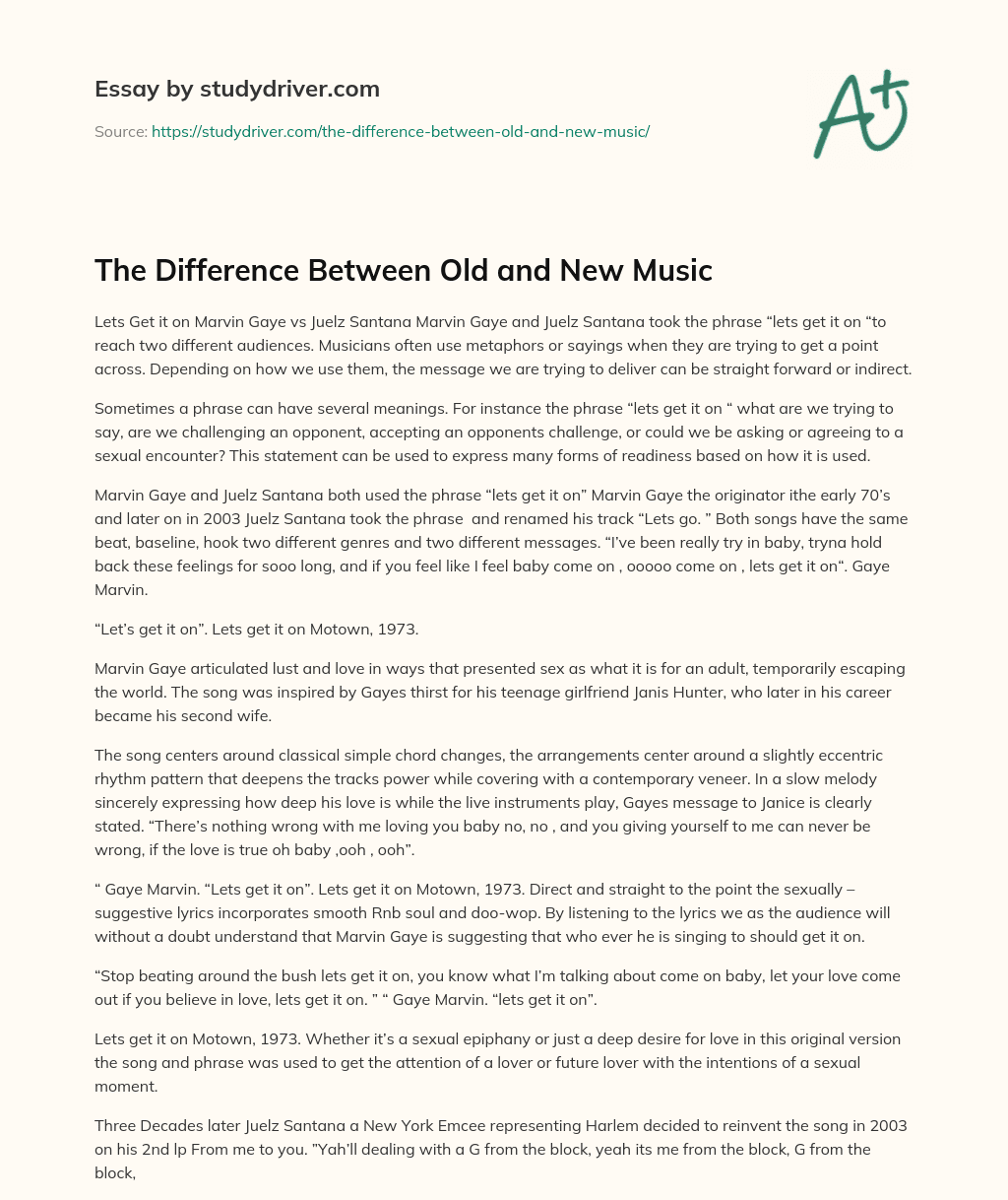 The Difference between Old and New Music essay