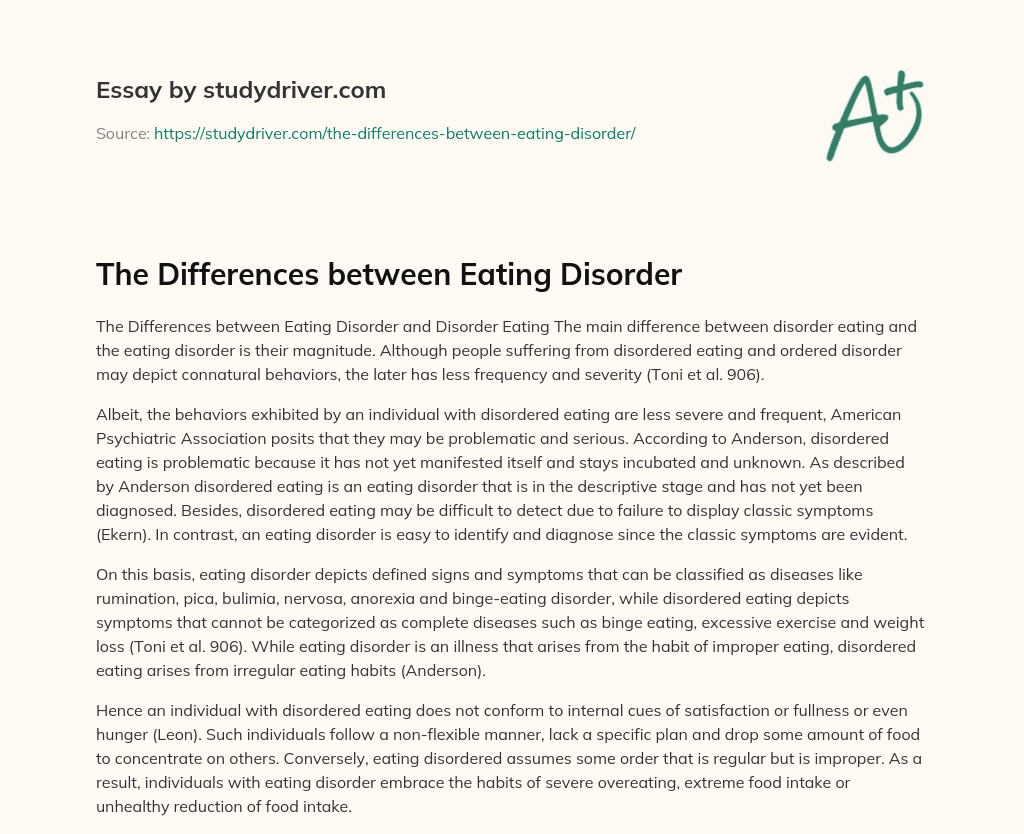 The Differences between Eating Disorder essay