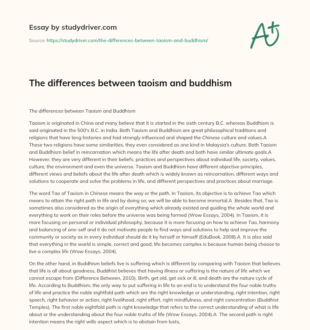 The Differences between Taoism and Buddhism essay