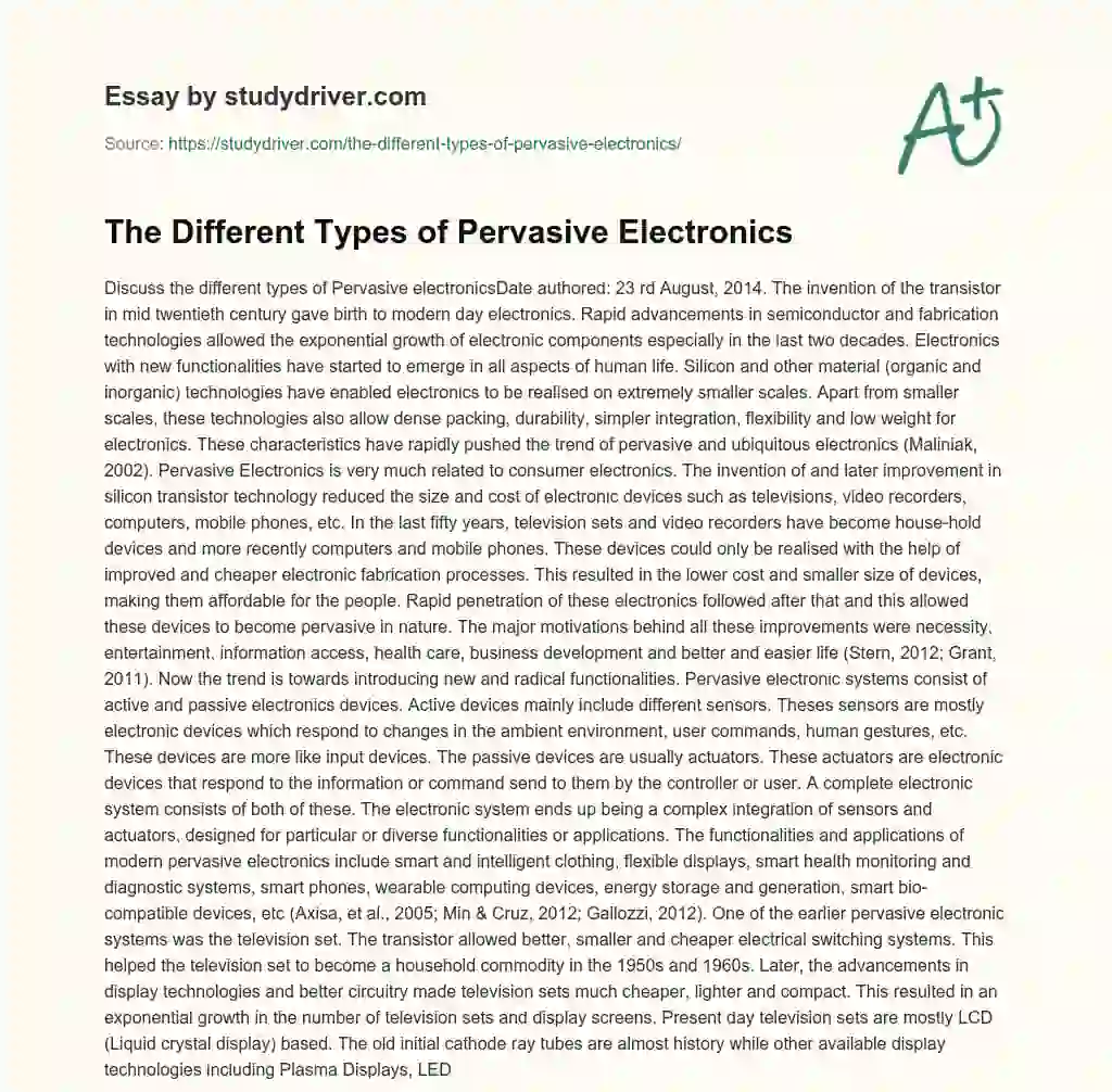 The Different Types of Pervasive Electronics essay