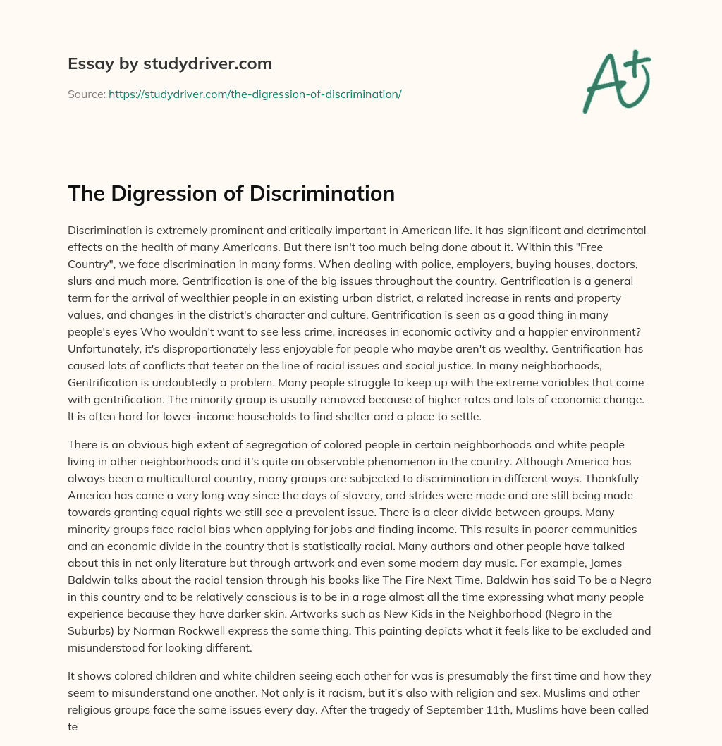 The Digression of Discrimination essay
