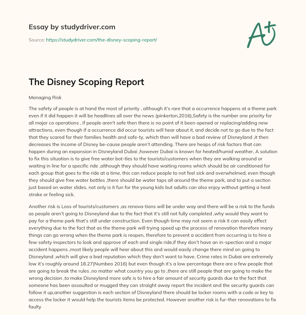 The Disney Scoping Report essay