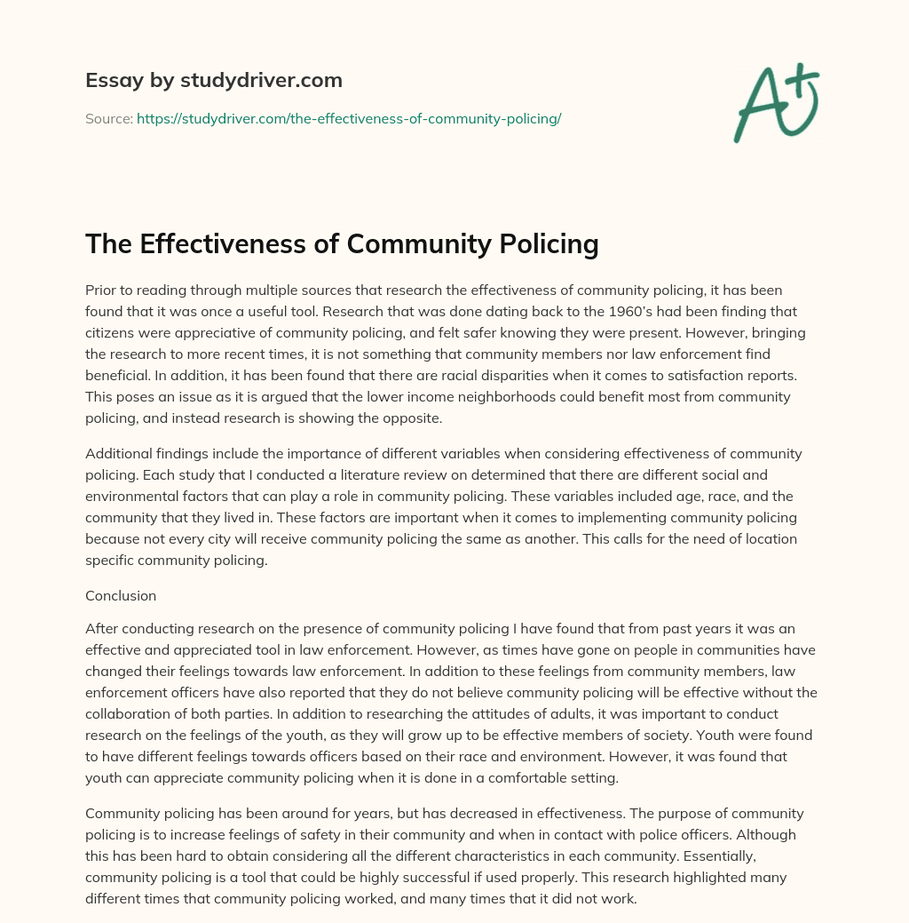 community policing essay conclusion