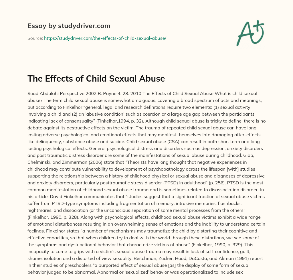The Effects of Child Sexual Abuse essay