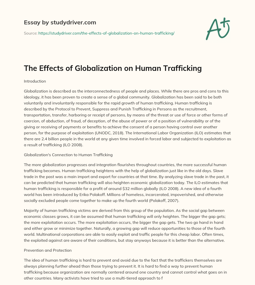 free essays on human trafficking
