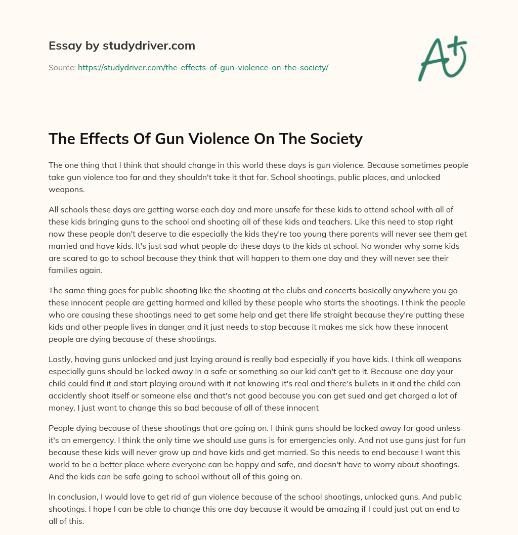 The Effects of Gun Violence on the Society essay