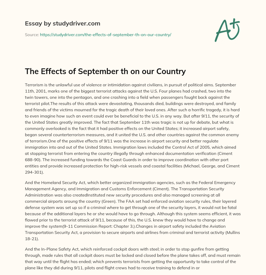 The Effects of September Th on our Country essay