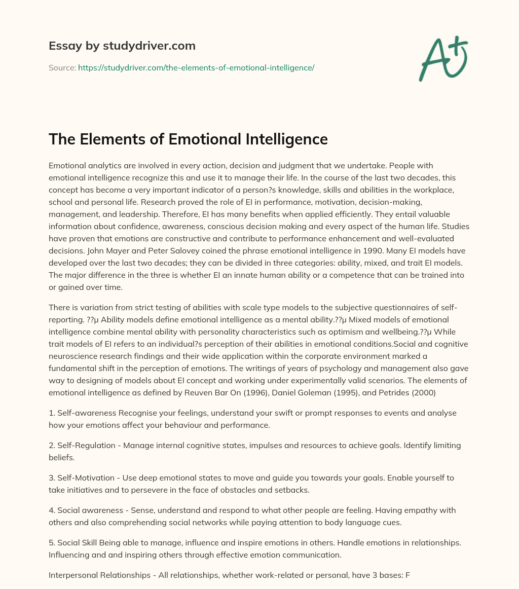 The Elements of Emotional Intelligence essay