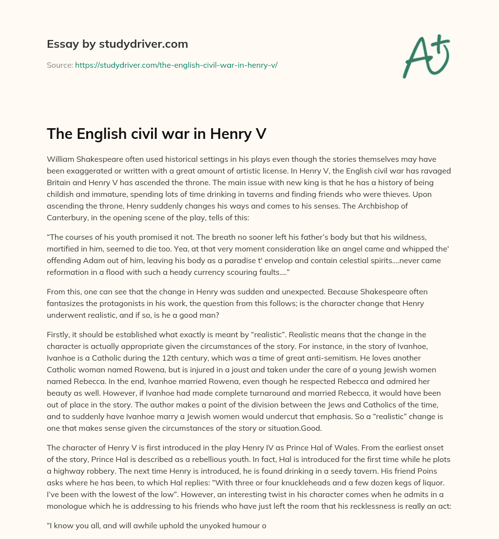 The English Civil War in Henry V essay