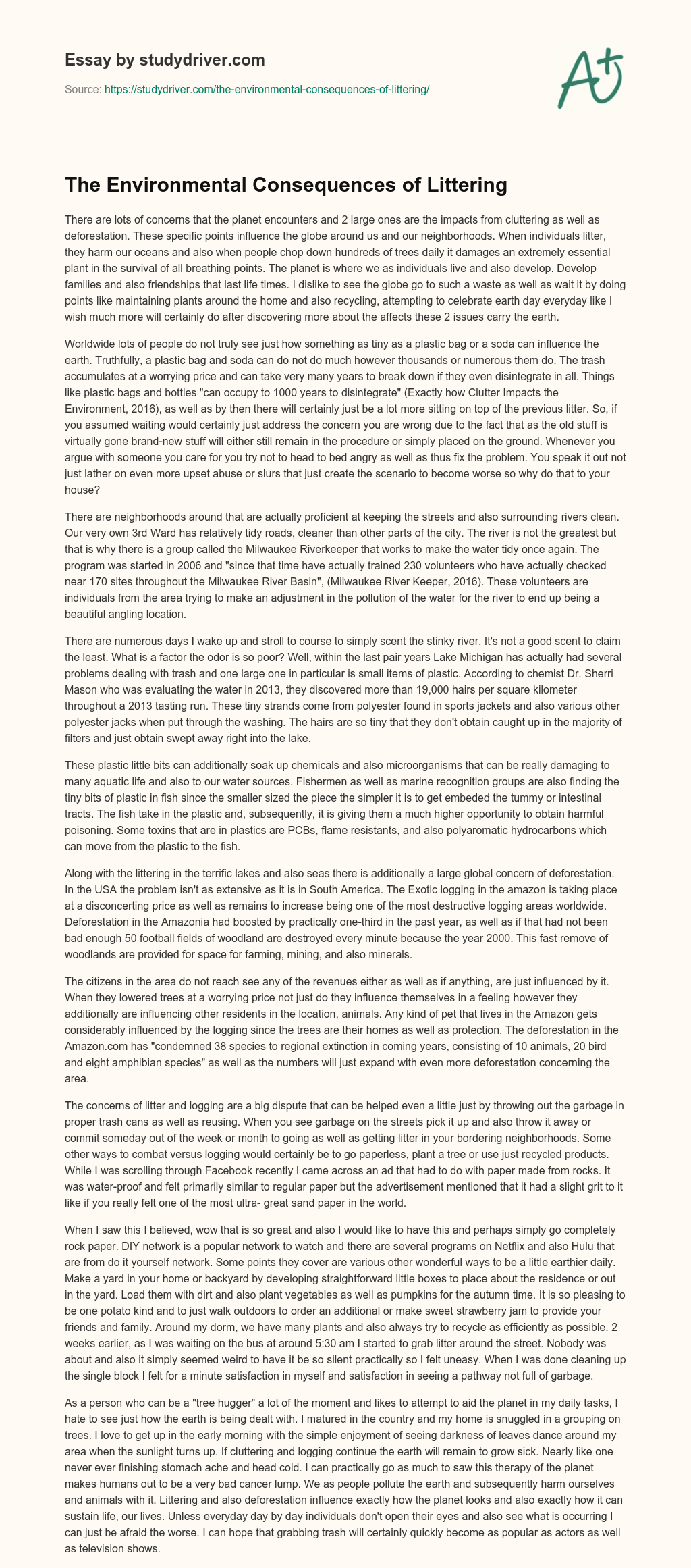 The Environmental Consequences of Littering essay