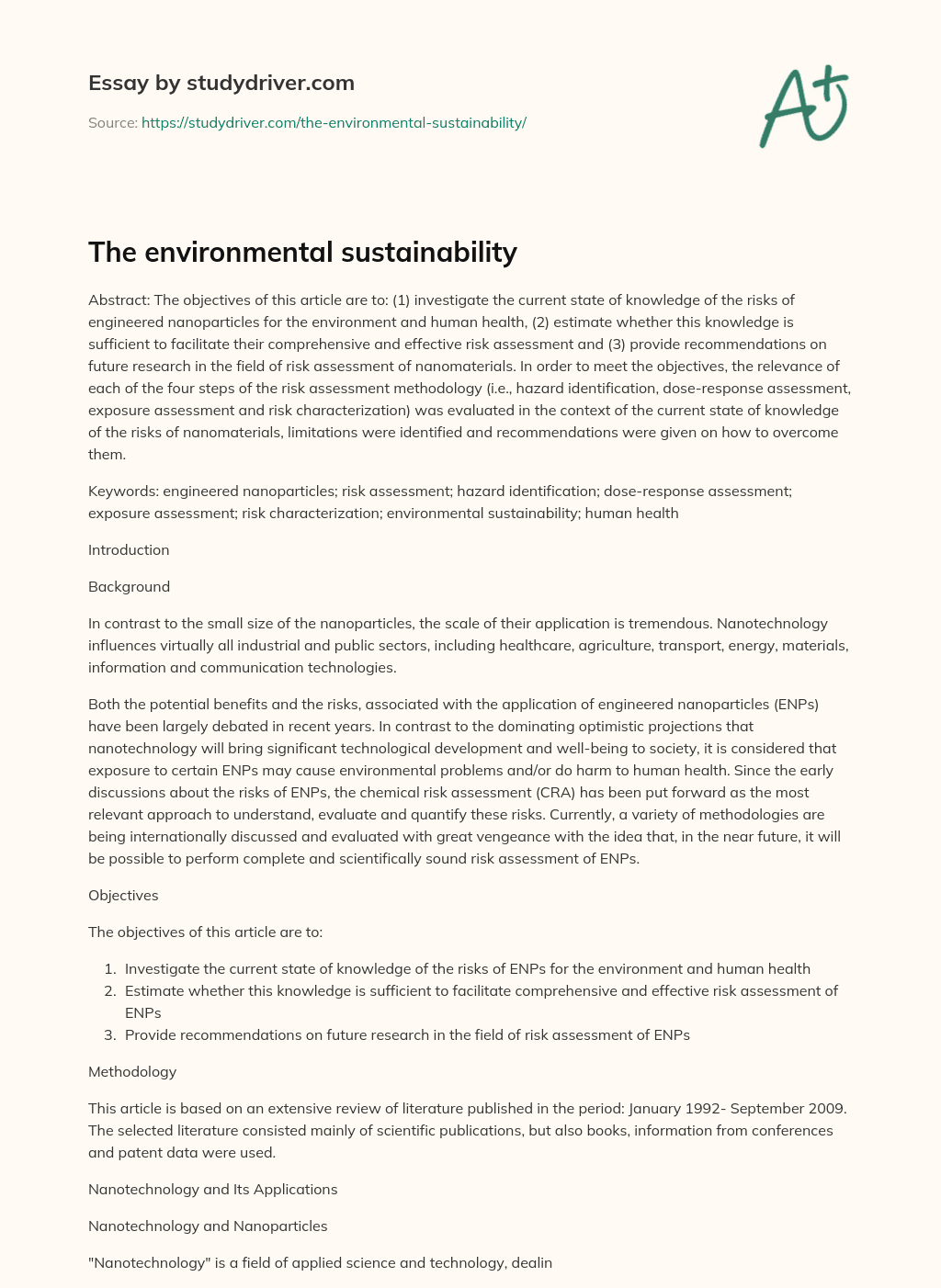 The Environmental Sustainability essay