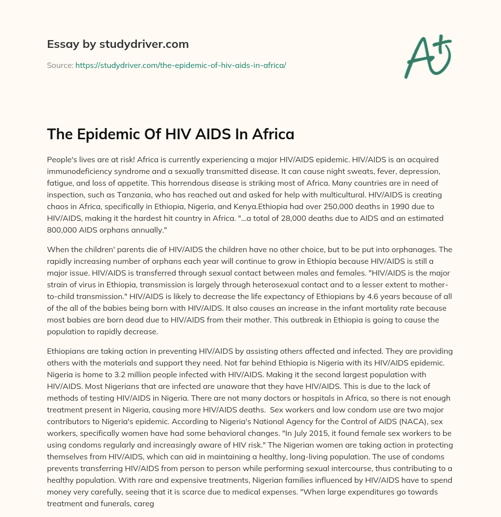 The Epidemic of HIV AIDS in Africa essay