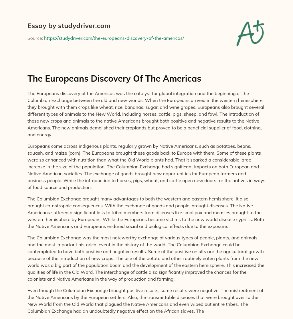 The Europeans Discovery of the Americas essay