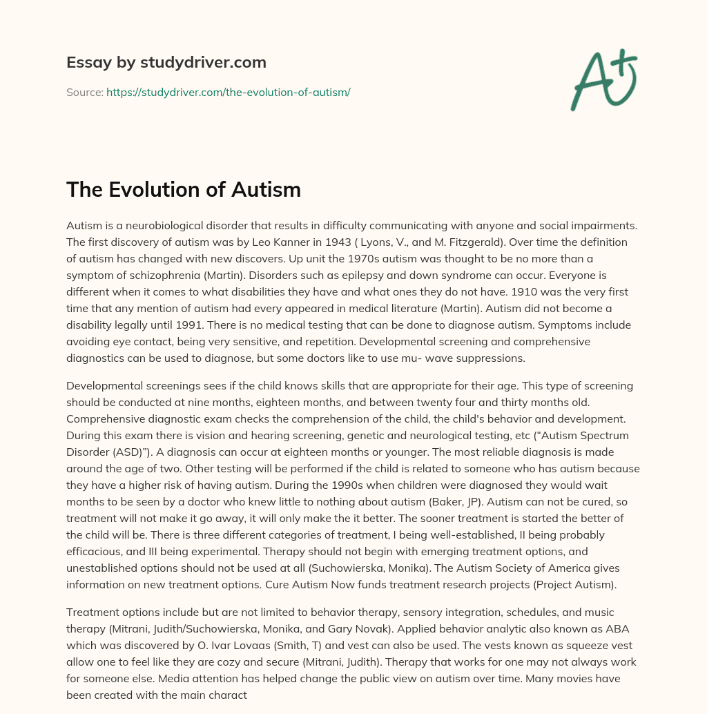 The Evolution of Autism essay