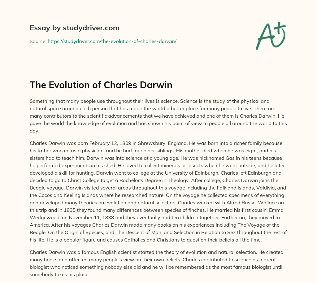 The Evolution of Charles Darwin essay
