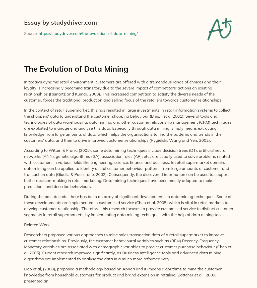 The Evolution of Data Mining essay