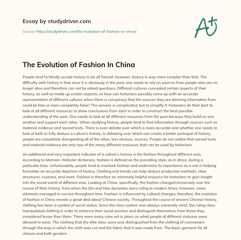 The Evolution of Fashion in China essay