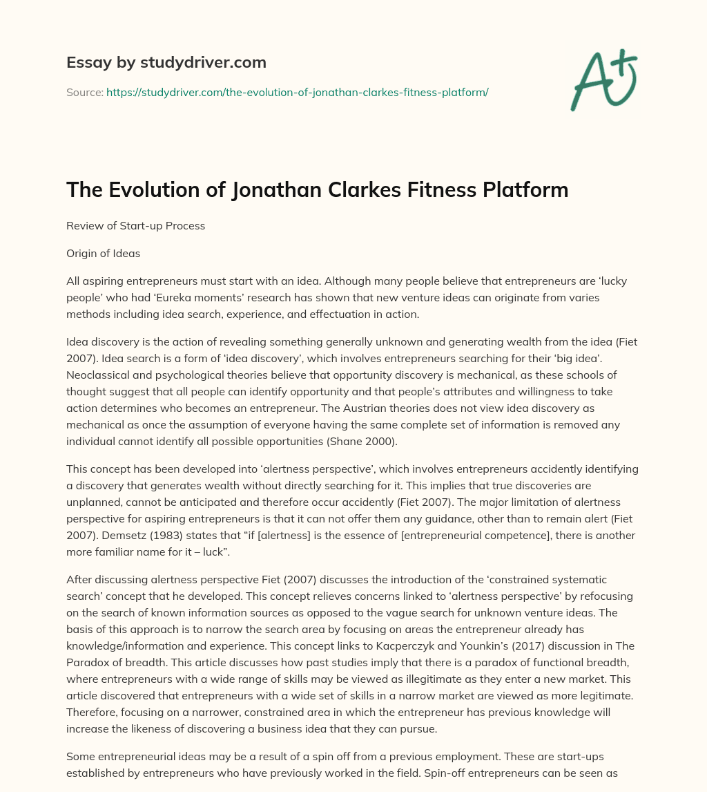 The Evolution of Jonathan Clarkes Fitness Platform essay