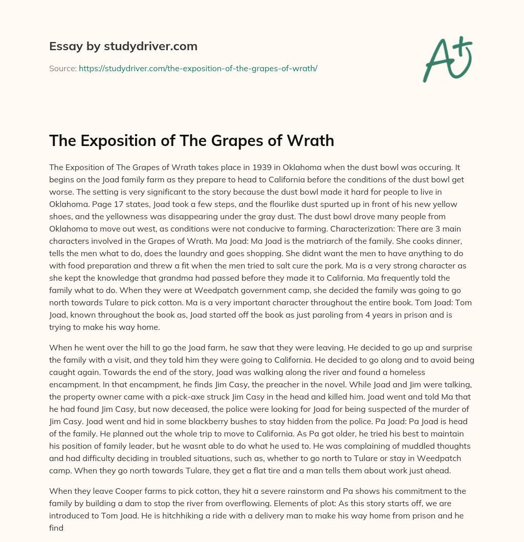 The Exposition of the Grapes of Wrath essay