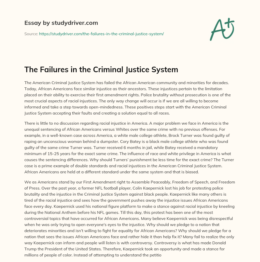 The Failures in the Criminal Justice System essay