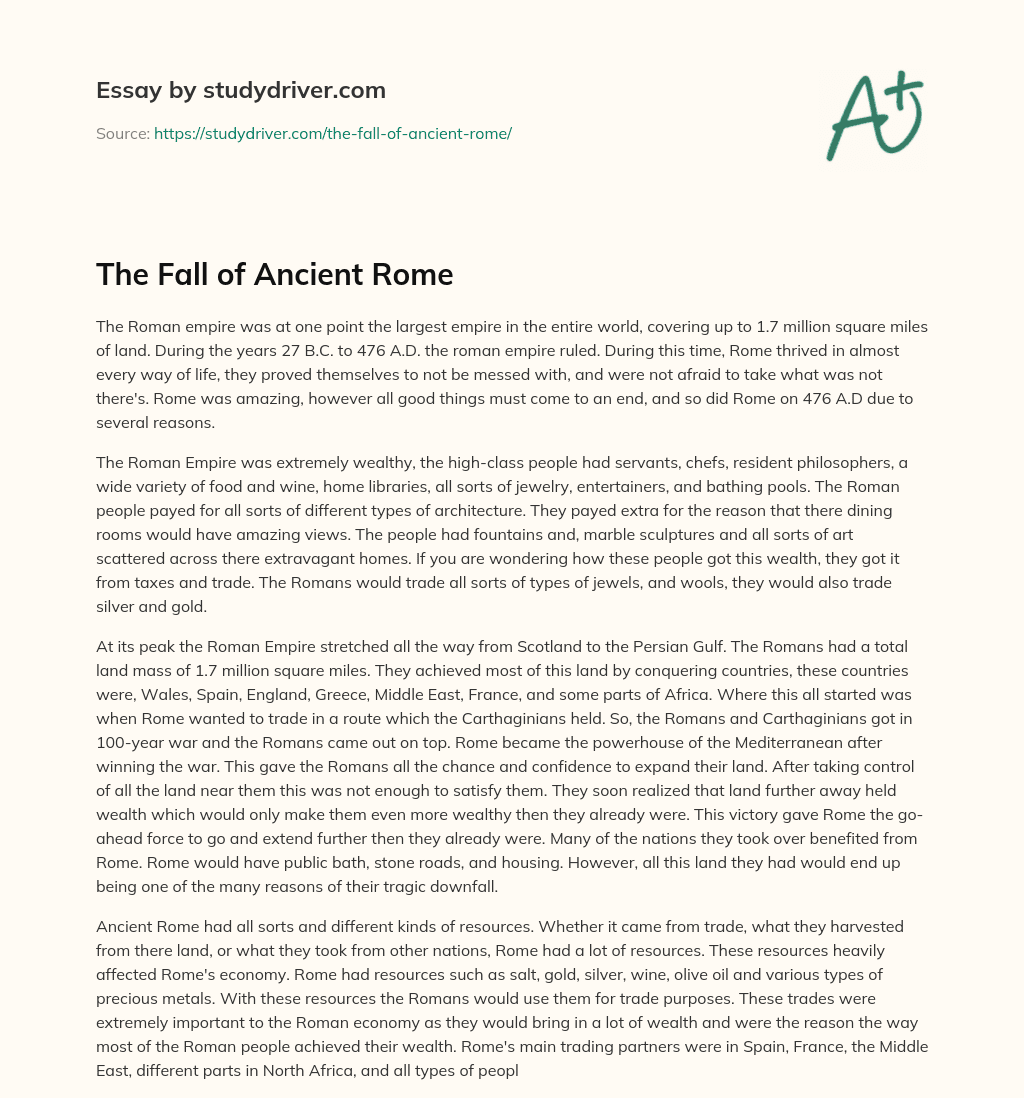 The Fall of Ancient Rome essay
