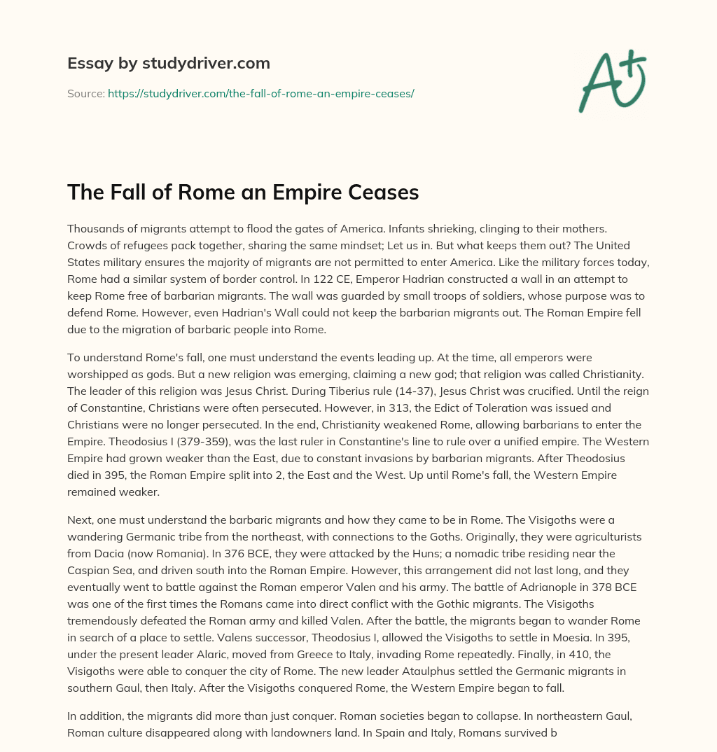 The Fall of Rome an Empire Ceases essay