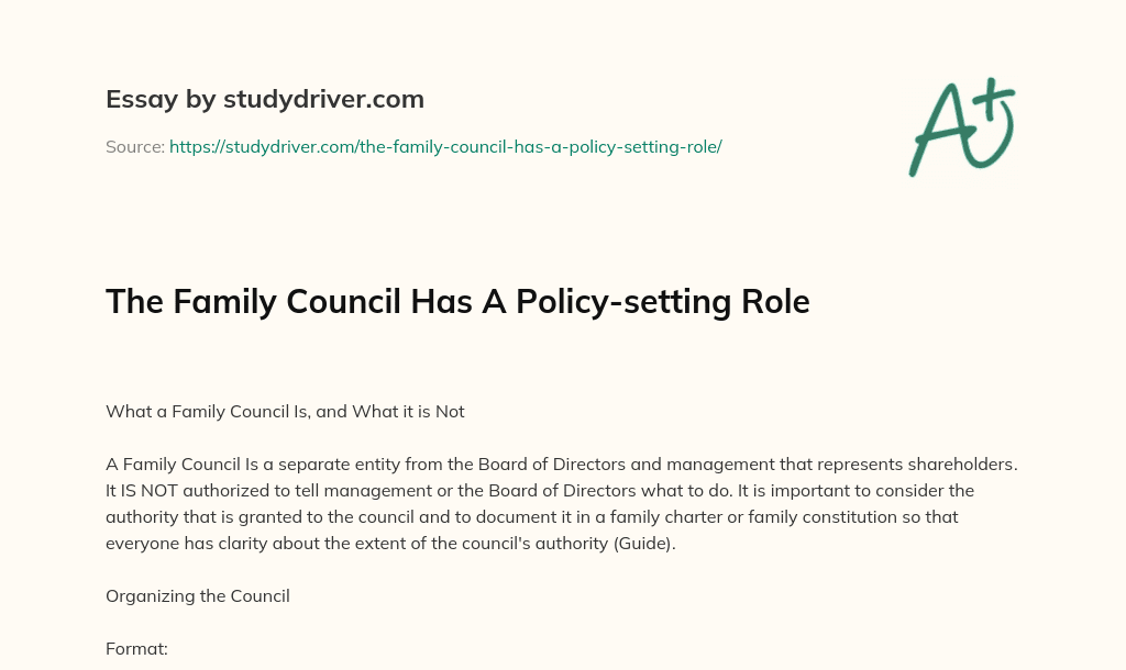 The Family Council has a Policy-setting Role essay
