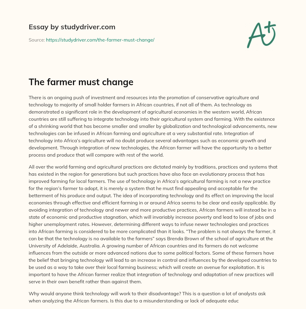 The Farmer Must Change essay