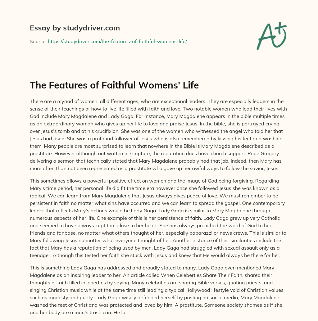 The Features of Faithful Womens’ Life essay