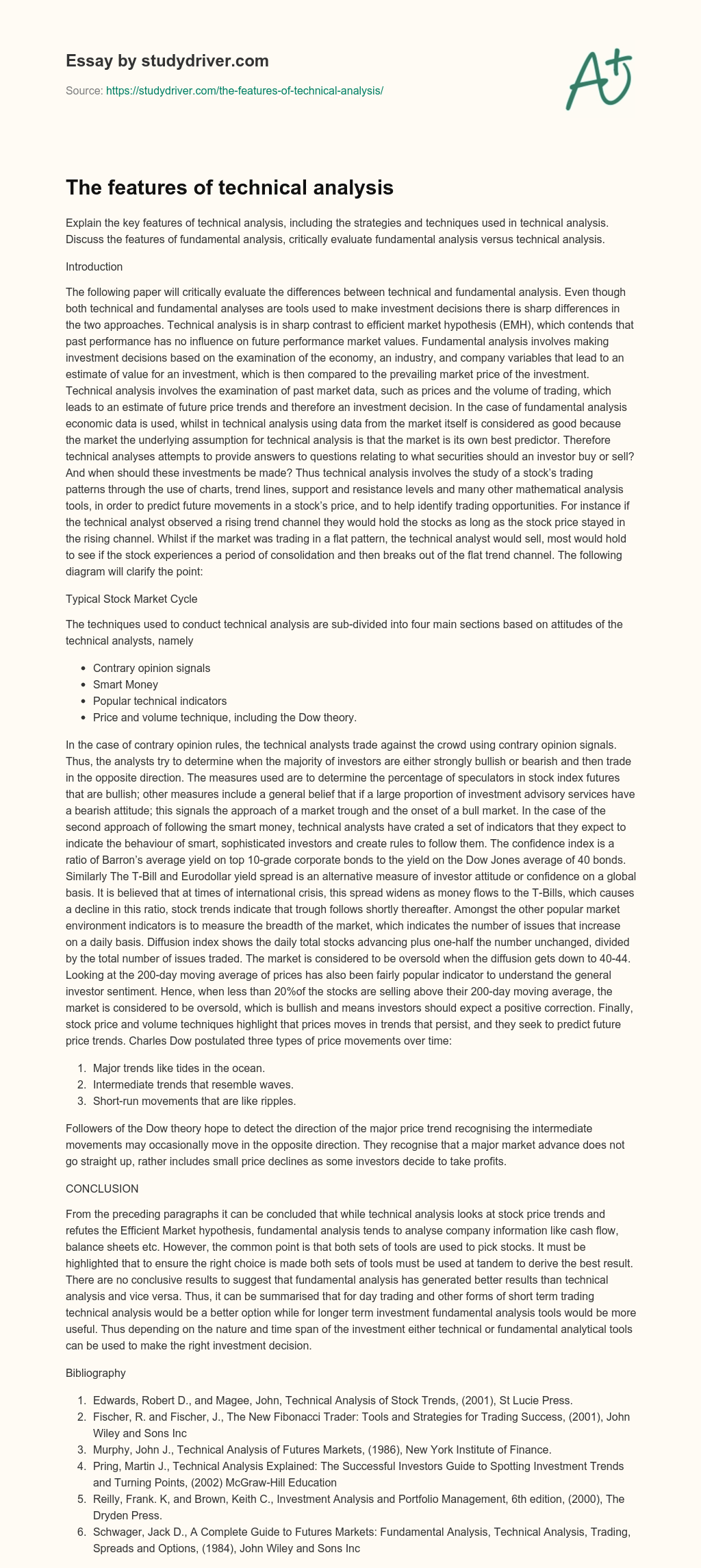 The Features of Technical Analysis essay