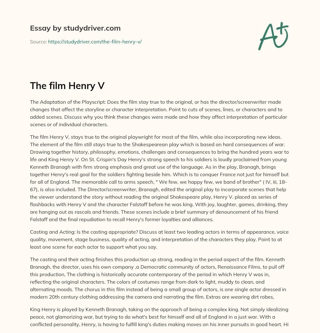 The Film Henry V essay