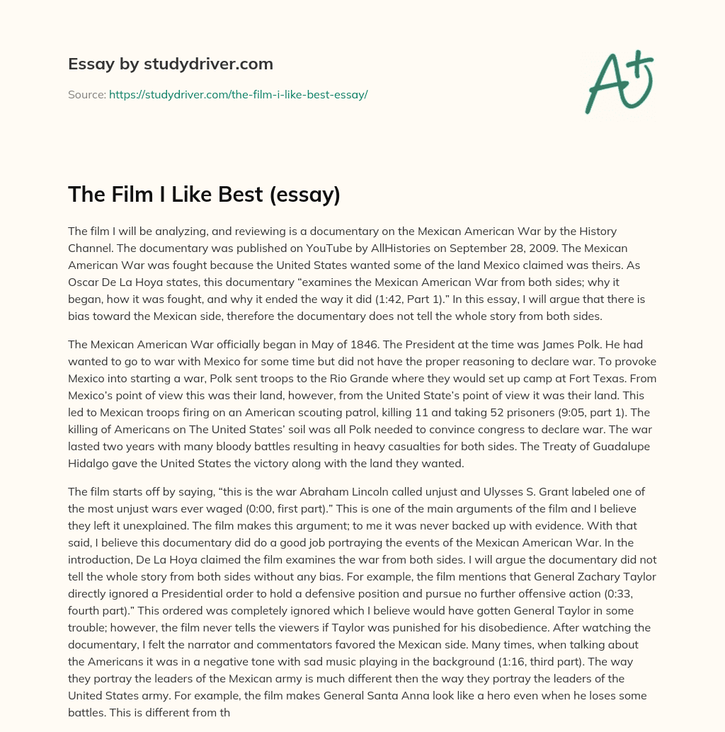 The Film i Like Best (essay) essay