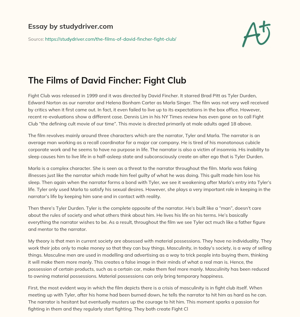 The Films of David Fincher: Fight Club essay