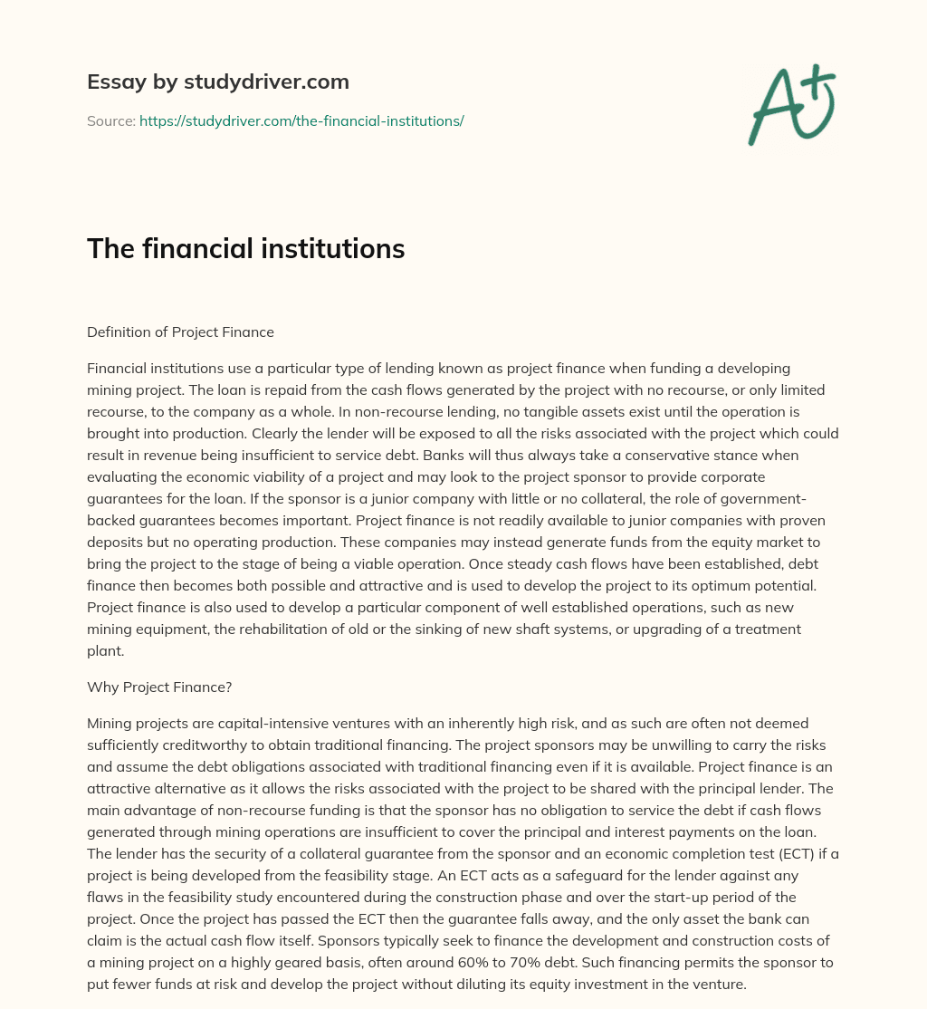 The Financial Institutions essay