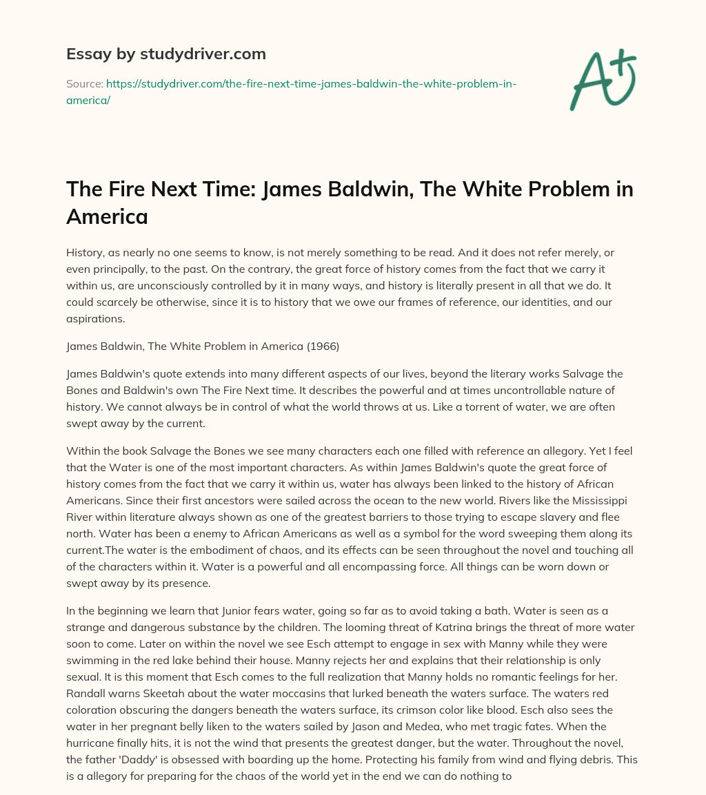 The Fire Next Time: James Baldwin, the White Problem in America essay
