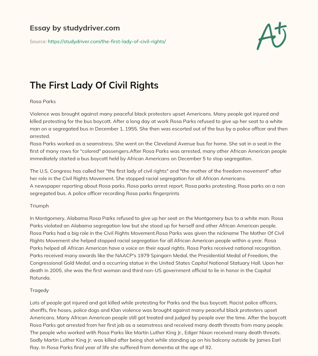 The First Lady of Civil Rights essay