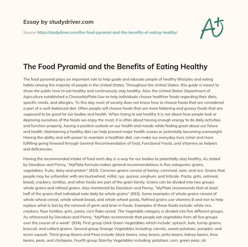 The Food Pyramid and the Benefits of Eating Healthy essay