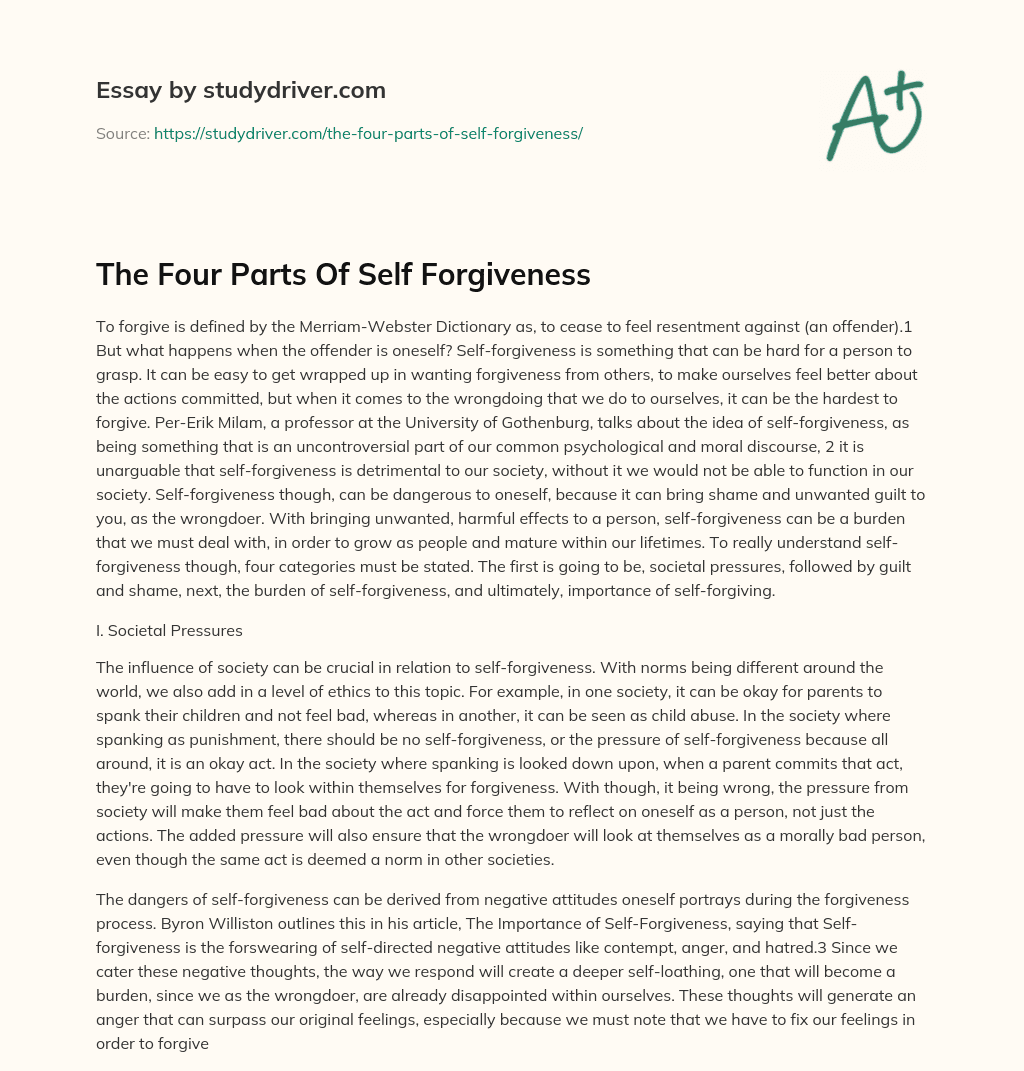 The Four Parts of Self Forgiveness essay
