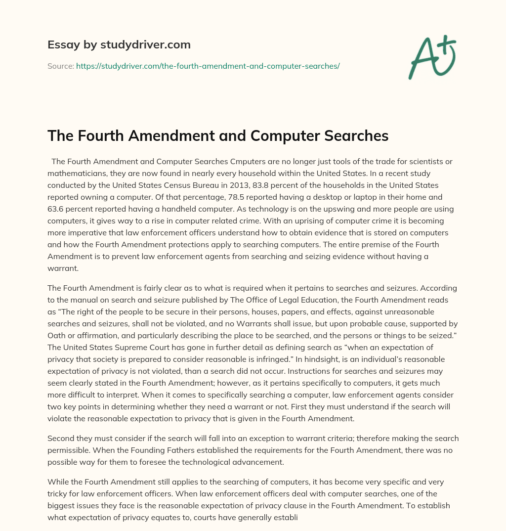 The Fourth Amendment and Computer Searches essay