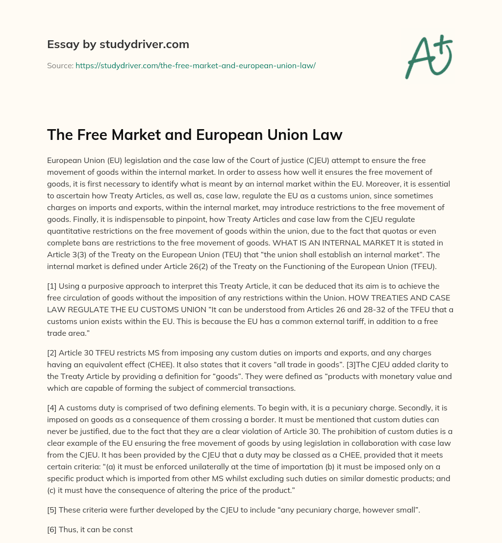 The Free Market and European Union Law essay