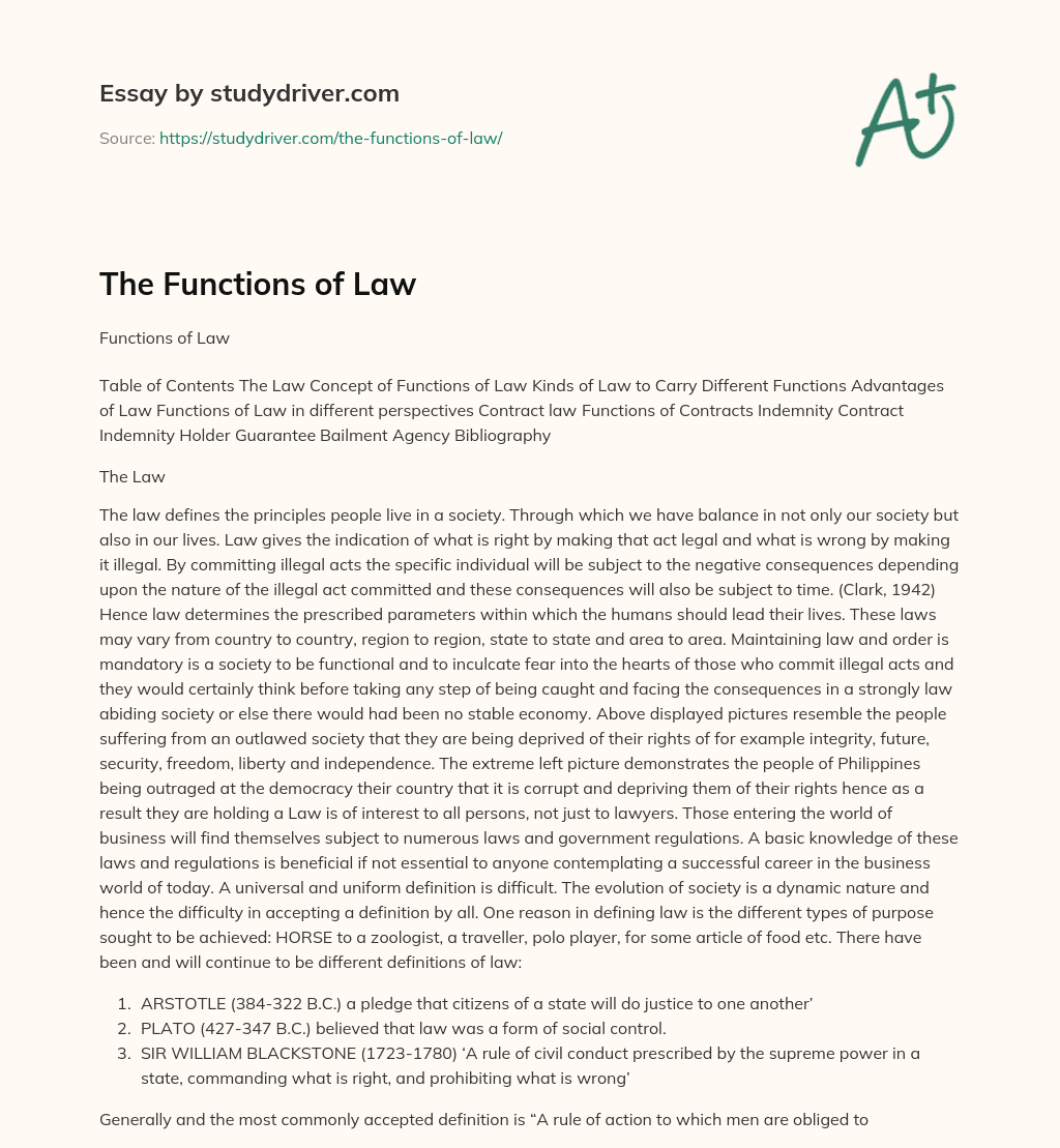 The Functions of Law essay